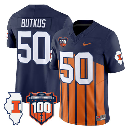 Men's Illinois Fighting Illini 100th Memorial Stadium Patch Vapor Limited Jersey - All Stitched