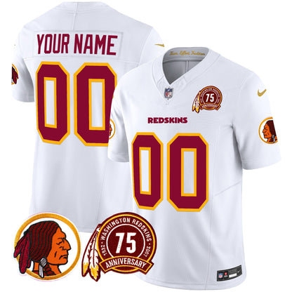 Washington Redskins 75th Patch Throwback Vapor Limited Custom Jersey - All Stitched