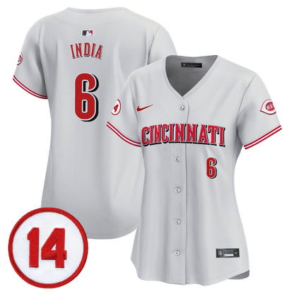 Women's Cincinnati Reds Pete Rose Patch Vapor Premier Limited Jersey - All Stitched