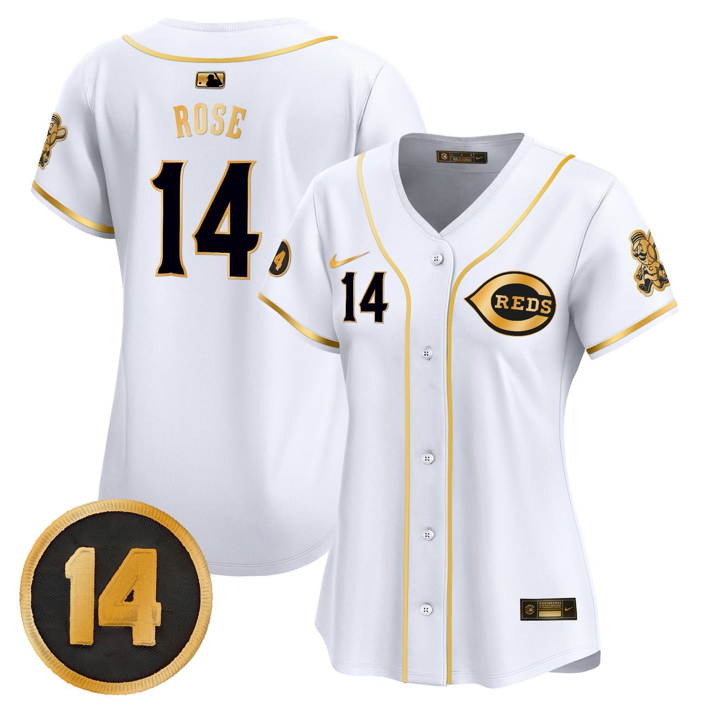 Women's Cincinnati Reds Pete Rose Patch Vapor Premier Limited Jersey - All Stitched