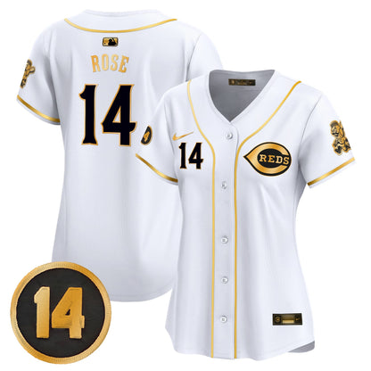 Women's Cincinnati Reds Pete Rose Patch Vapor Premier Limited Jersey - All Stitched