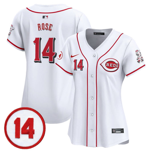Women's Cincinnati Reds Pete Rose Patch Vapor Premier Limited Jersey - All Stitched