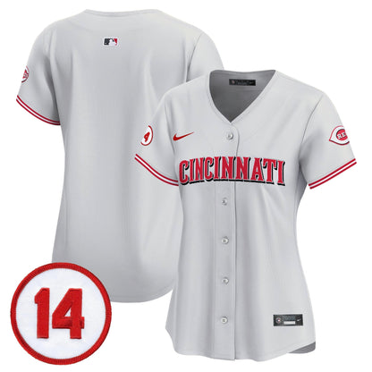 Women's Cincinnati Reds Pete Rose Patch Vapor Premier Limited Jersey - All Stitched