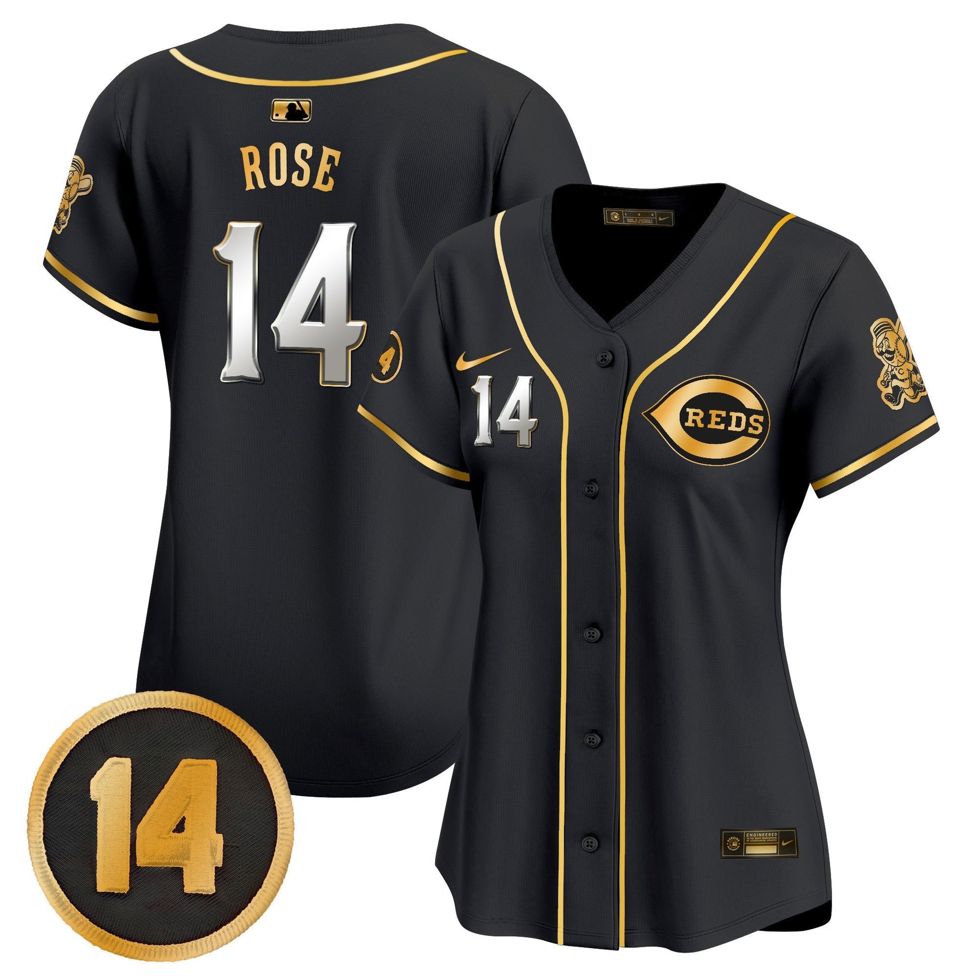 Women's Cincinnati Reds Pete Rose Patch Vapor Premier Limited Jersey - All Stitched