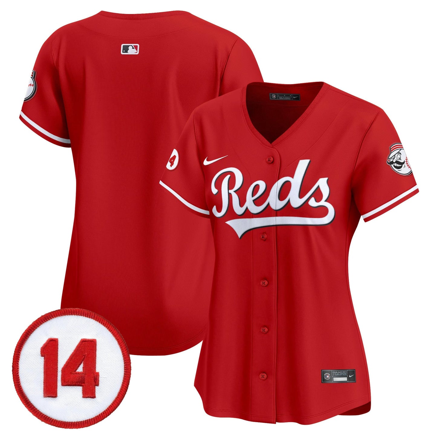 Women's Cincinnati Reds Pete Rose Patch Vapor Premier Limited Jersey - All Stitched