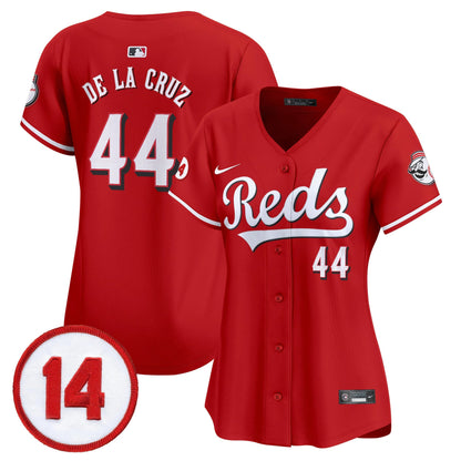 Women's Cincinnati Reds Pete Rose Patch Vapor Premier Limited Jersey - All Stitched