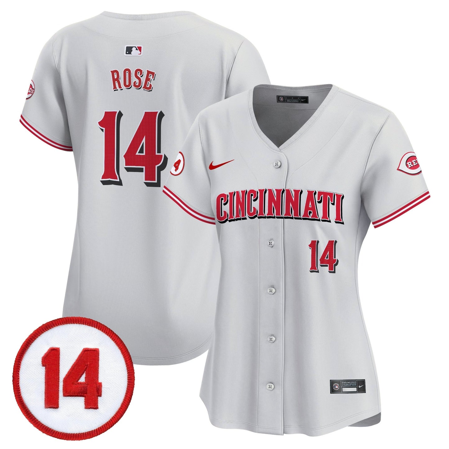 Women's Cincinnati Reds Pete Rose Patch Vapor Premier Limited Jersey - All Stitched
