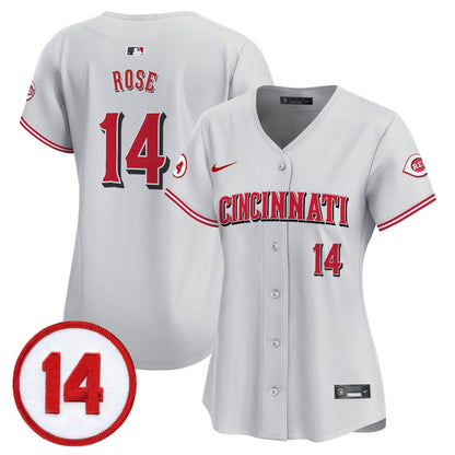 Women's Cincinnati Reds Pete Rose Patch Vapor Premier Limited Jersey - All Stitched