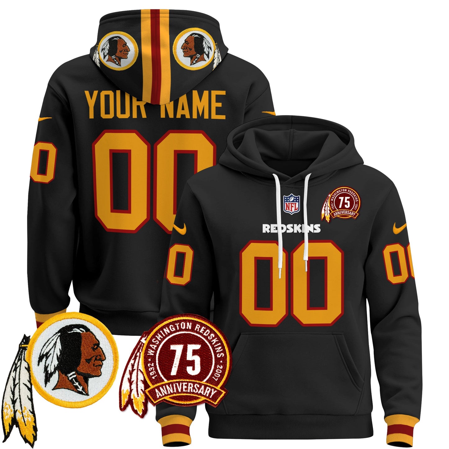 Washington Redskins 2024 Custom Pullover Hoodie - All Stitched