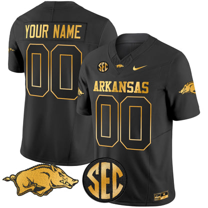 Arkansas Razorbacks Gold Vapor Limited Custom Jersey - All Stitched