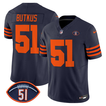 Men's Chicago Bears Dick Butkus Patch Throwback Vapor Limited Jersey - All Stitched
