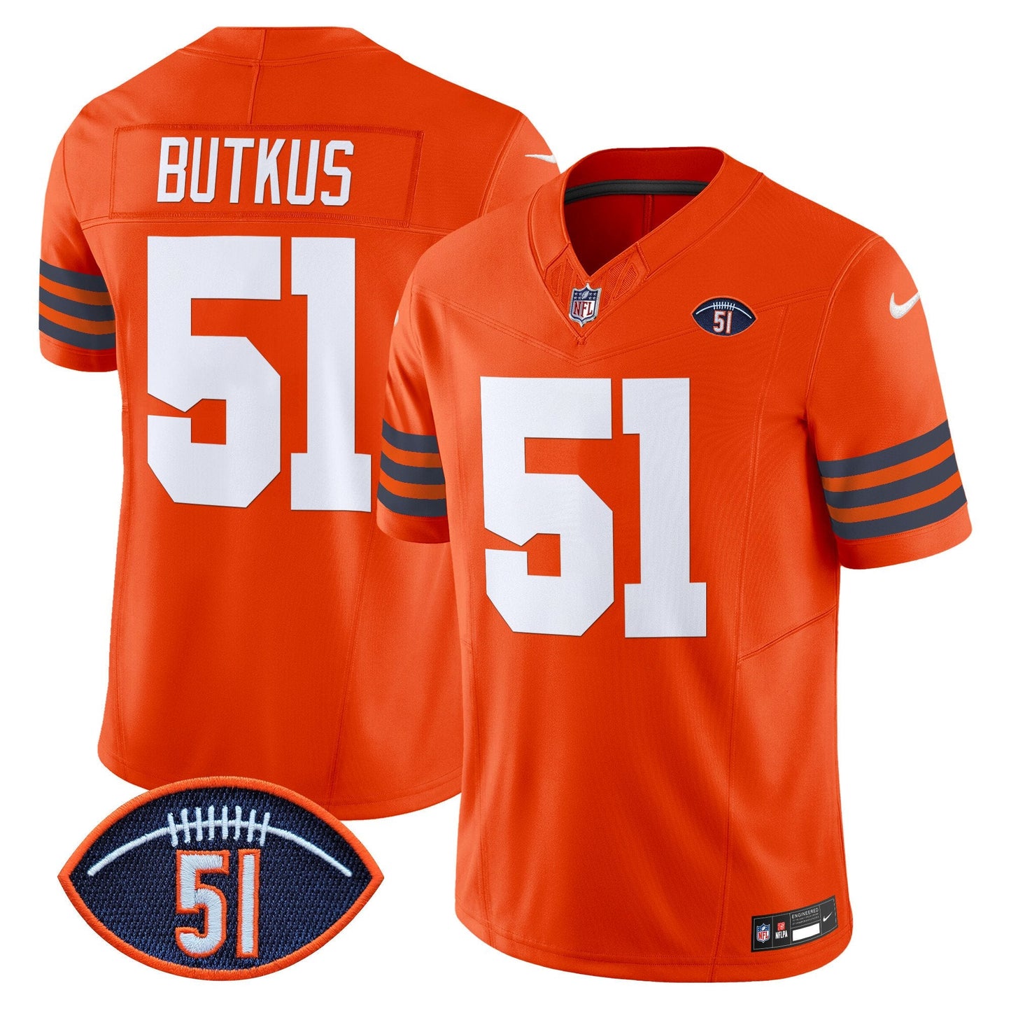 Chicago Bears Dick Butkus Patch Throwback Vapor Limited Jersey - All Stitched