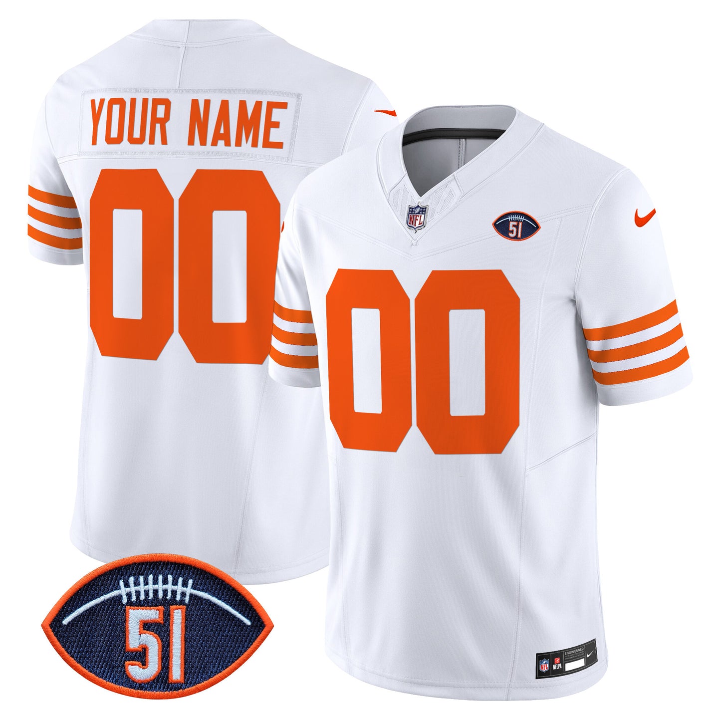 Chicago Bears Dick Butkus Patch Throwback Vapor Limited Custom Jersey - All Stitched