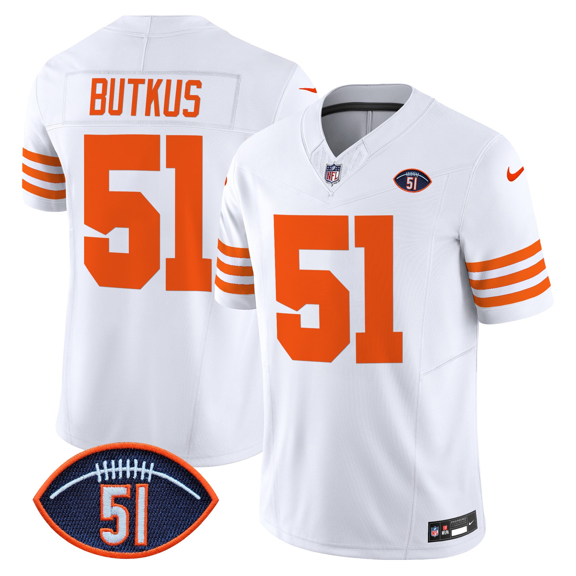 Men's Chicago Bears Dick Butkus Patch Throwback Vapor Limited Jersey - All Stitched