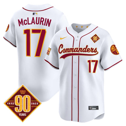 Men's Washington Commanders 90th Anniversary Patch Vapor Premier Limited Jersey - All Stitched