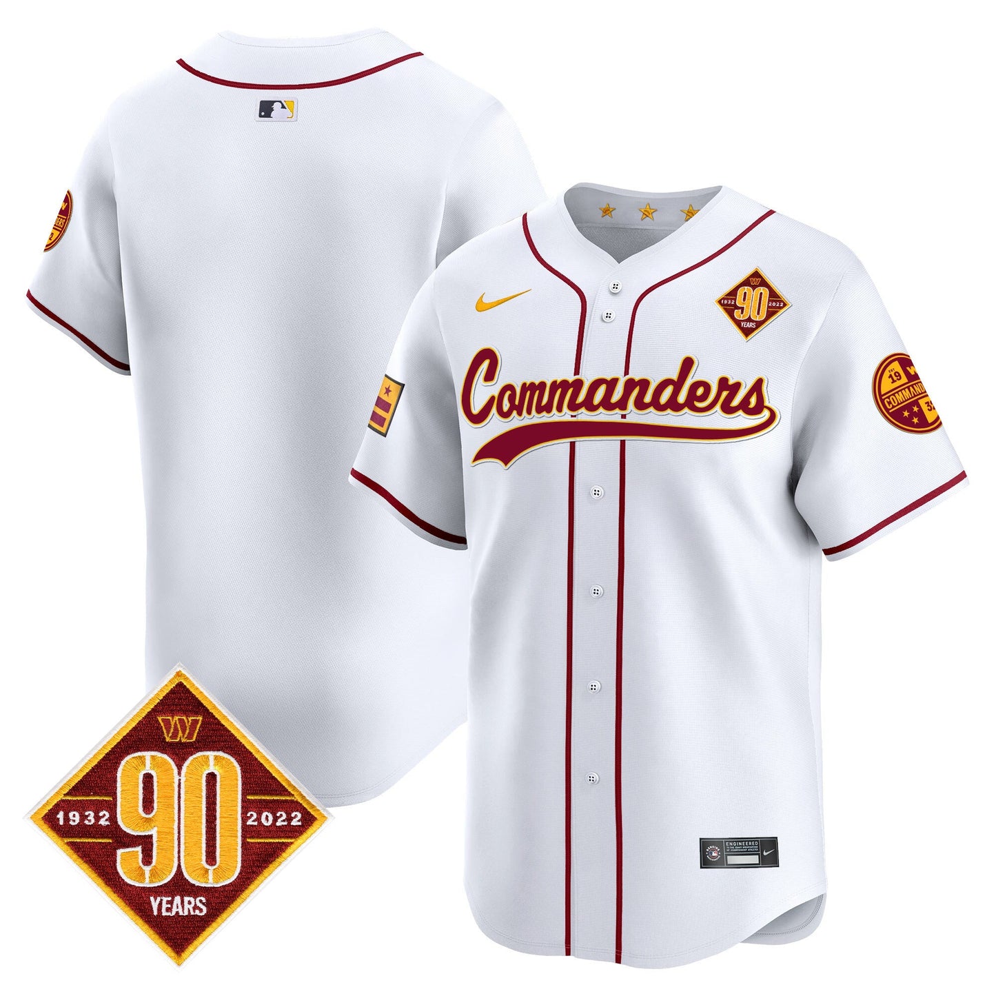 Men's Washington Commanders 90th Anniversary Patch Vapor Premier Limited Jersey - All Stitched