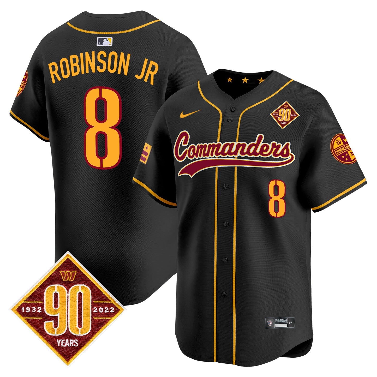 Men's Washington Commanders 90th Anniversary Patch Vapor Premier Limited Jersey - All Stitched
