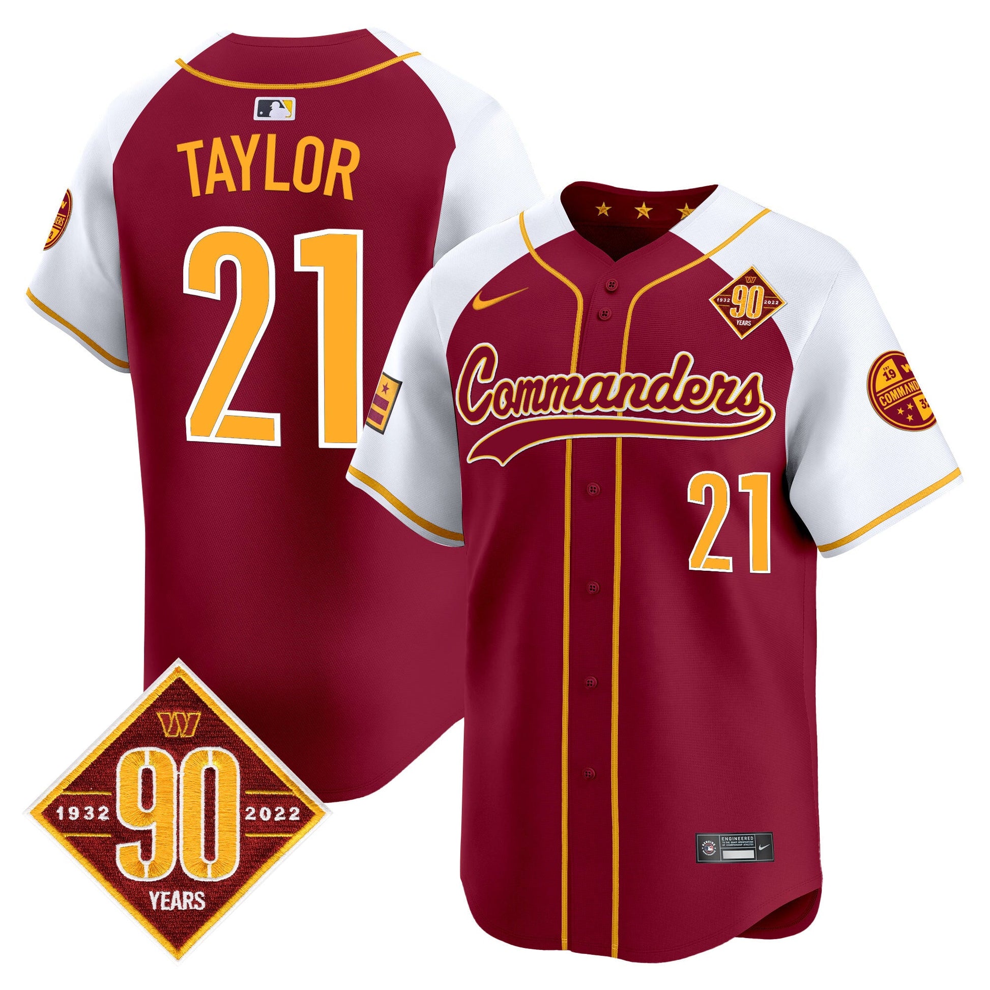 Men's Washington Commanders 90th Anniversary Patch Vapor Premier Limited Jersey - All Stitched