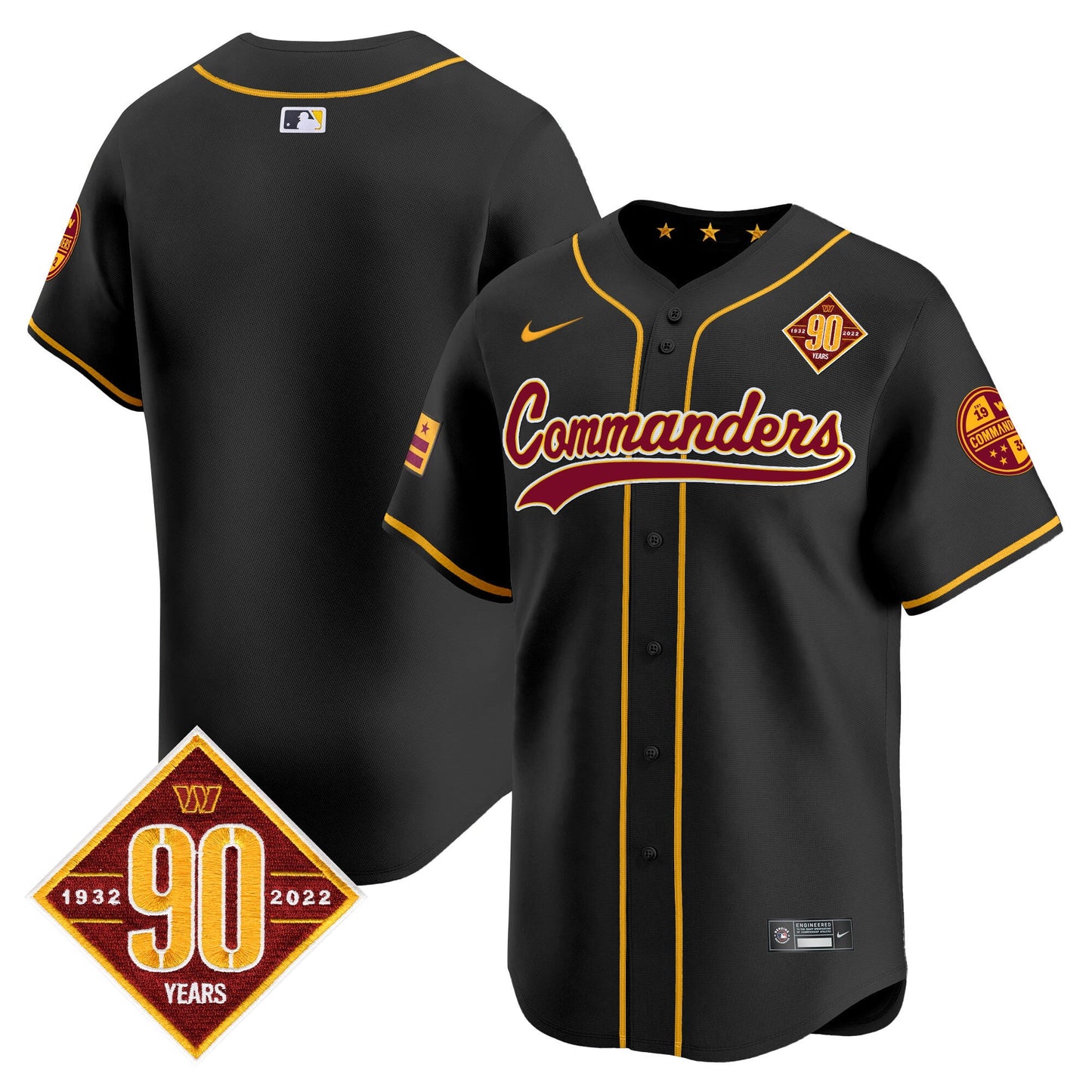 Men's Washington Commanders 90th Anniversary Patch Vapor Premier Limited Jersey - All Stitched