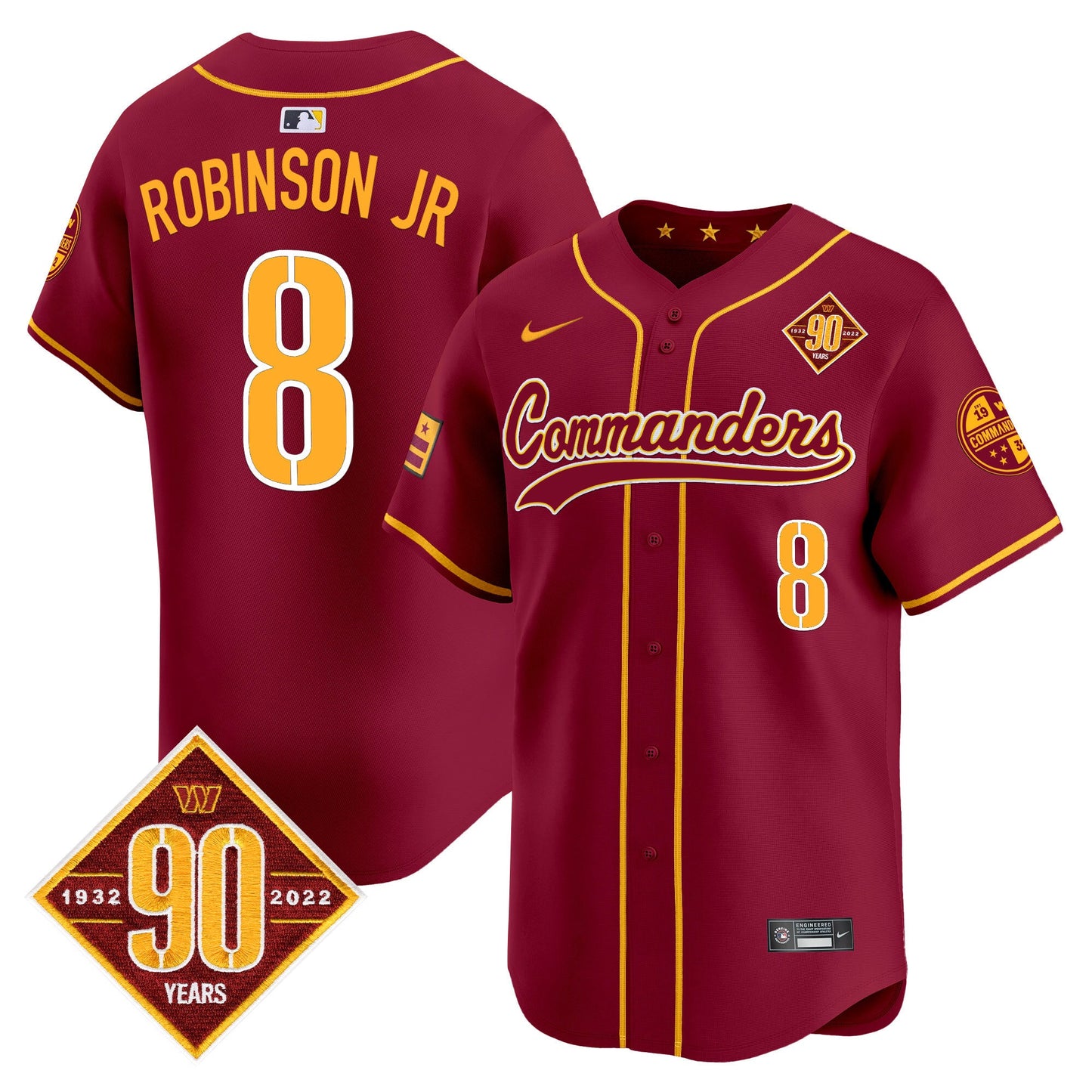 Men's Washington Commanders 90th Anniversary Patch Vapor Premier Limited Jersey - All Stitched