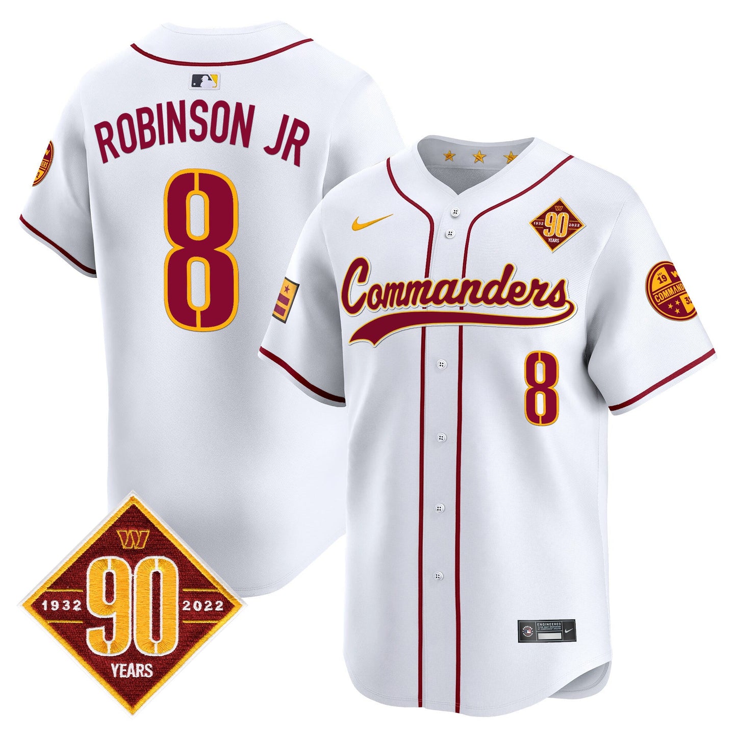 Men's Washington Commanders 90th Anniversary Patch Vapor Premier Limited Jersey - All Stitched