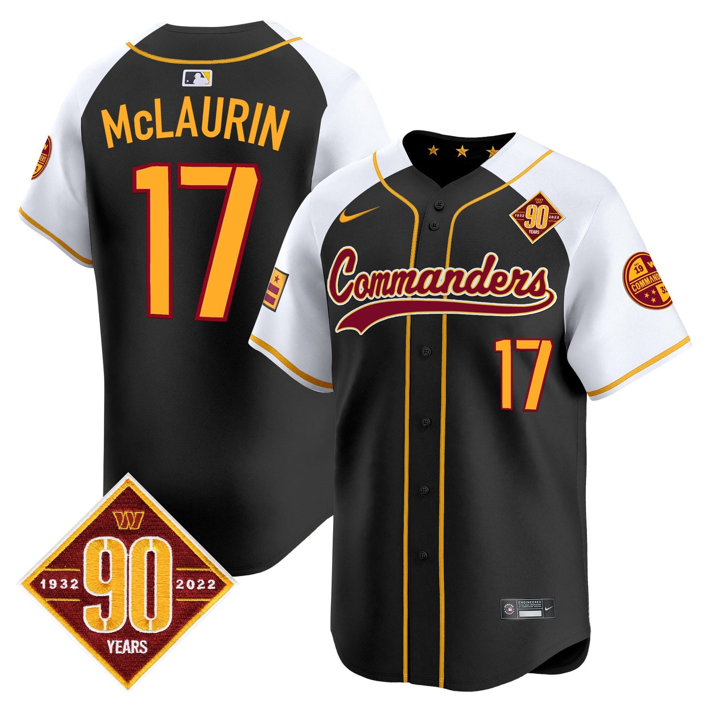 Men's Washington Commanders 90th Anniversary Patch Vapor Premier Limited Jersey - All Stitched