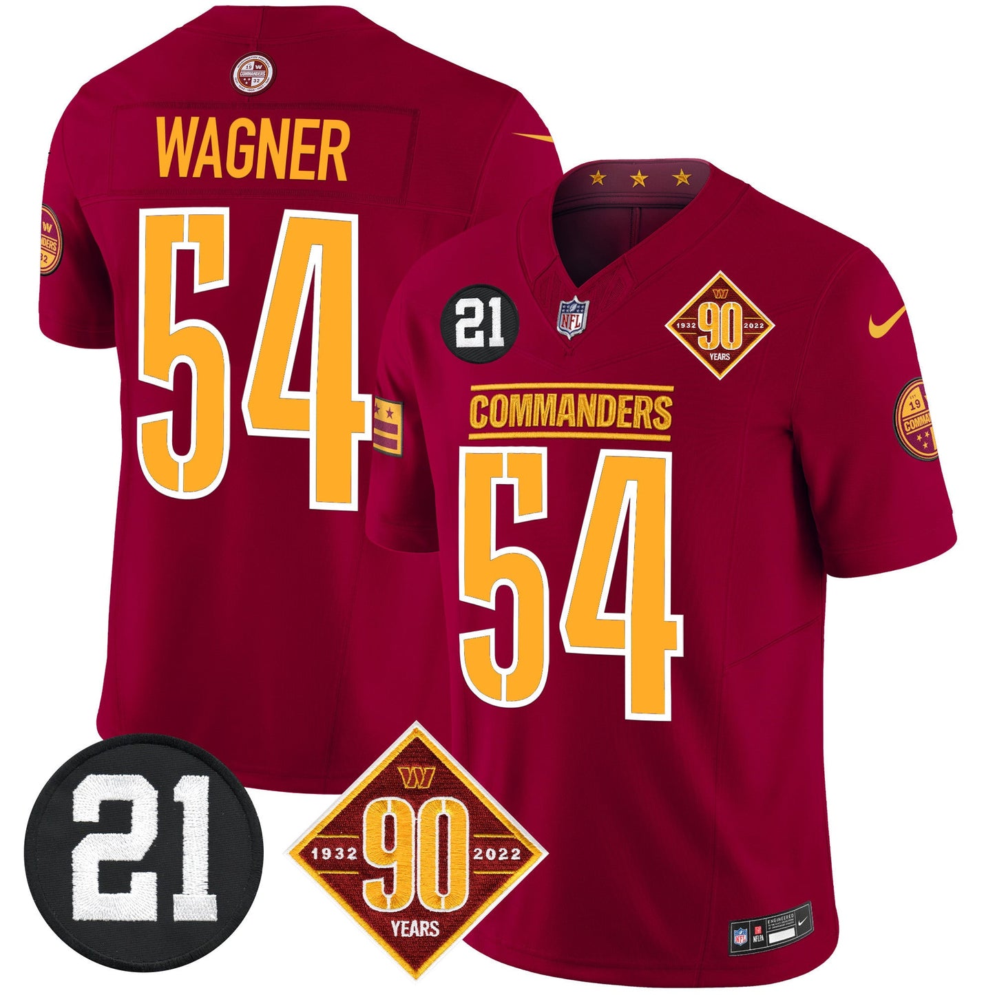 Men's Washington Commanders 90th & Sean Taylor Patch Vapor Limited Jersey - All Stitched