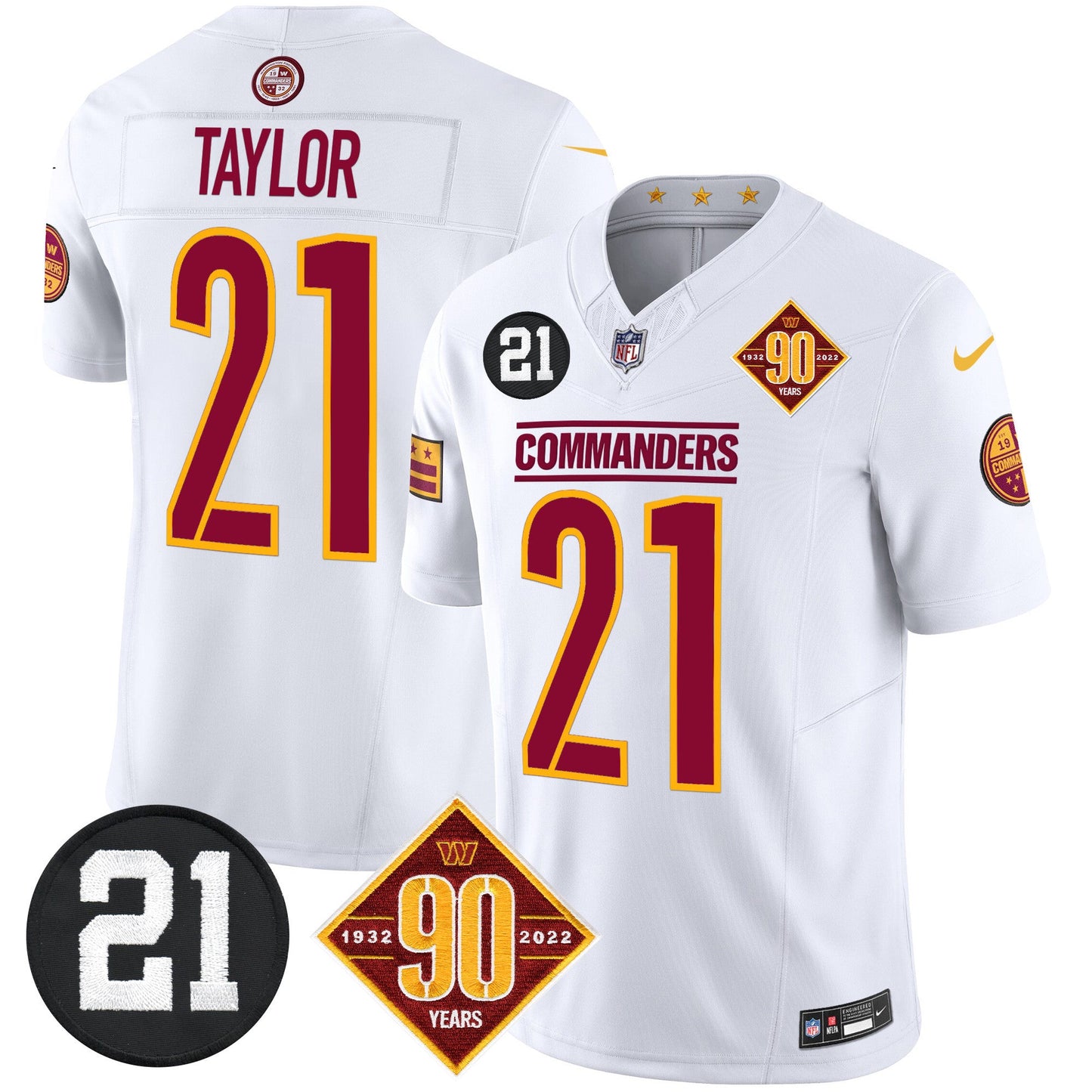 Men's Washington Commanders 90th & Sean Taylor Patch Vapor Limited Jersey - All Stitched