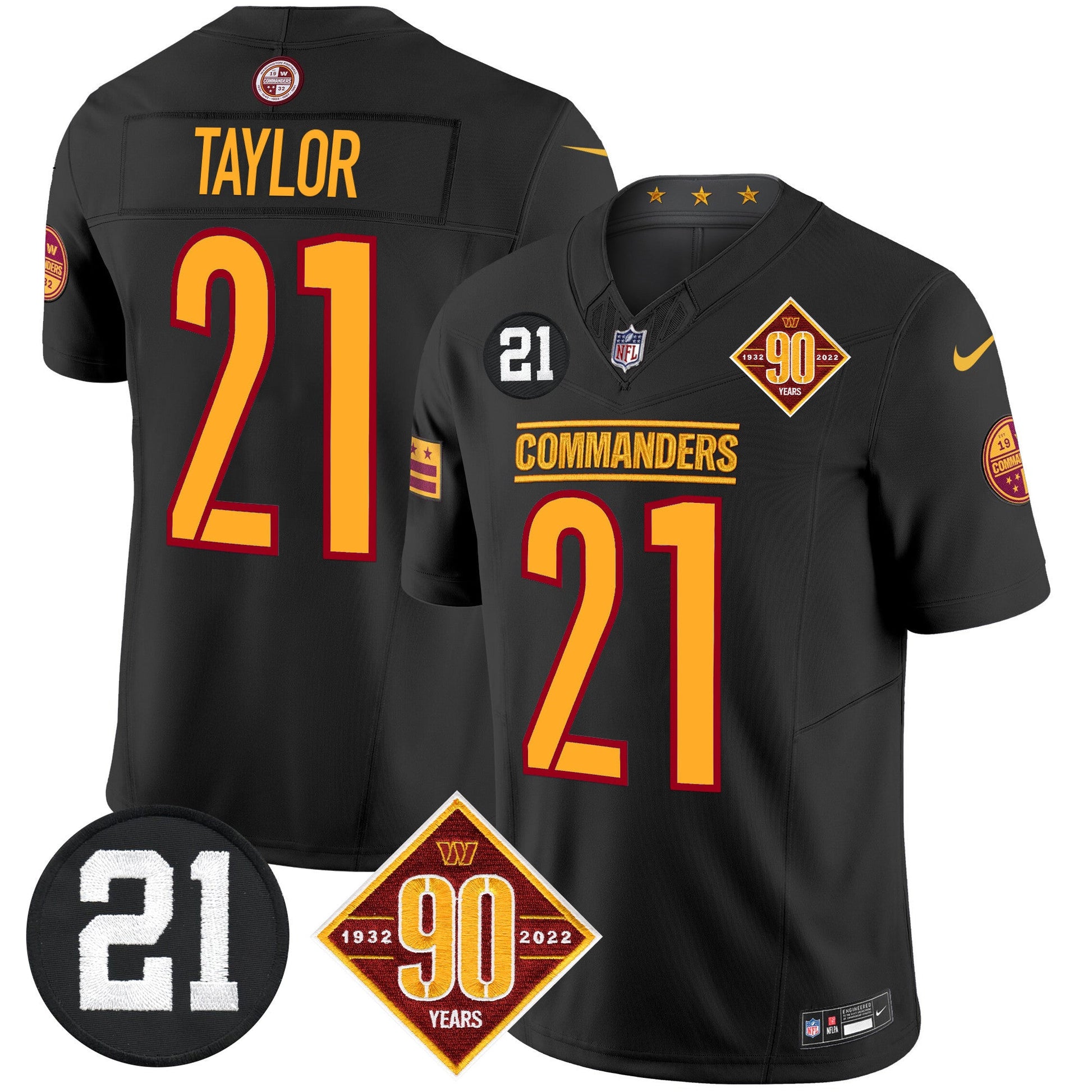 Men's Washington Commanders 90th & Sean Taylor Patch Vapor Limited Jersey - All Stitched