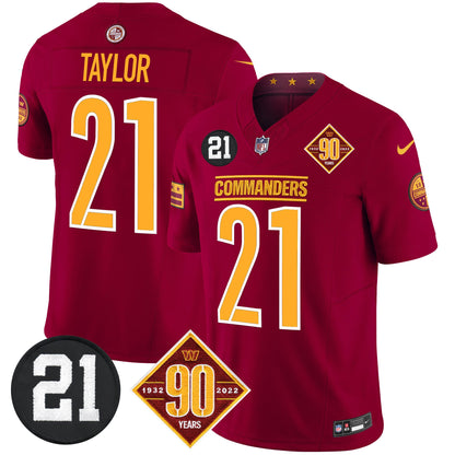 Men's Washington Commanders 90th & Sean Taylor Patch Vapor Limited Jersey - All Stitched