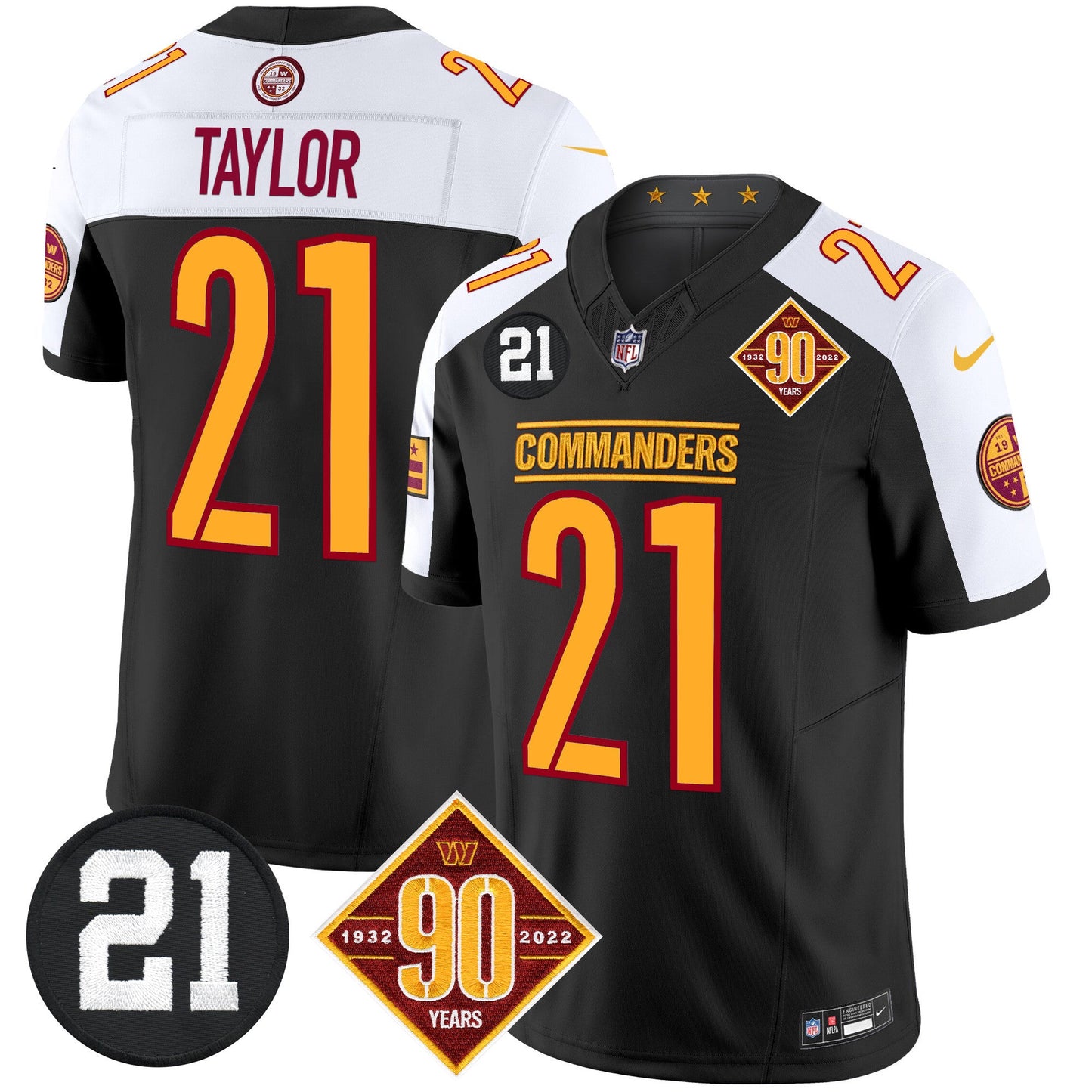 Men's Washington Commanders 90th & Sean Taylor Patch Vapor Limited Jersey - All Stitched