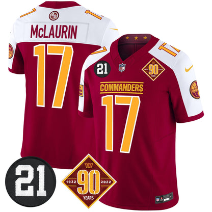 Men's Washington Commanders 90th & Sean Taylor Patch Vapor Limited Jersey - All Stitched