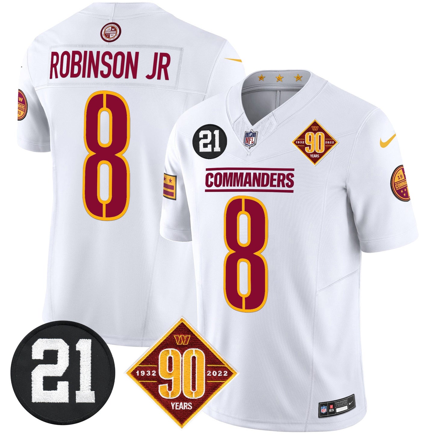 Men's Washington Commanders 90th & Sean Taylor Patch Vapor Limited Jersey - All Stitched