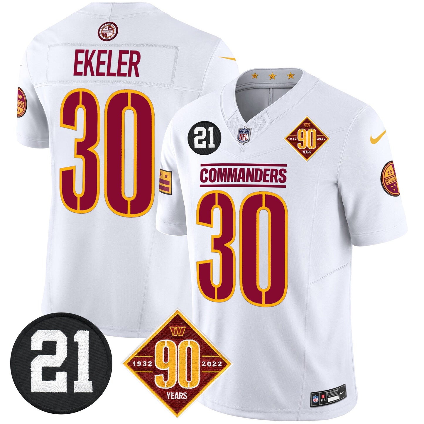 Men's Washington Commanders 90th & Sean Taylor Patch Vapor Limited Jersey - All Stitched