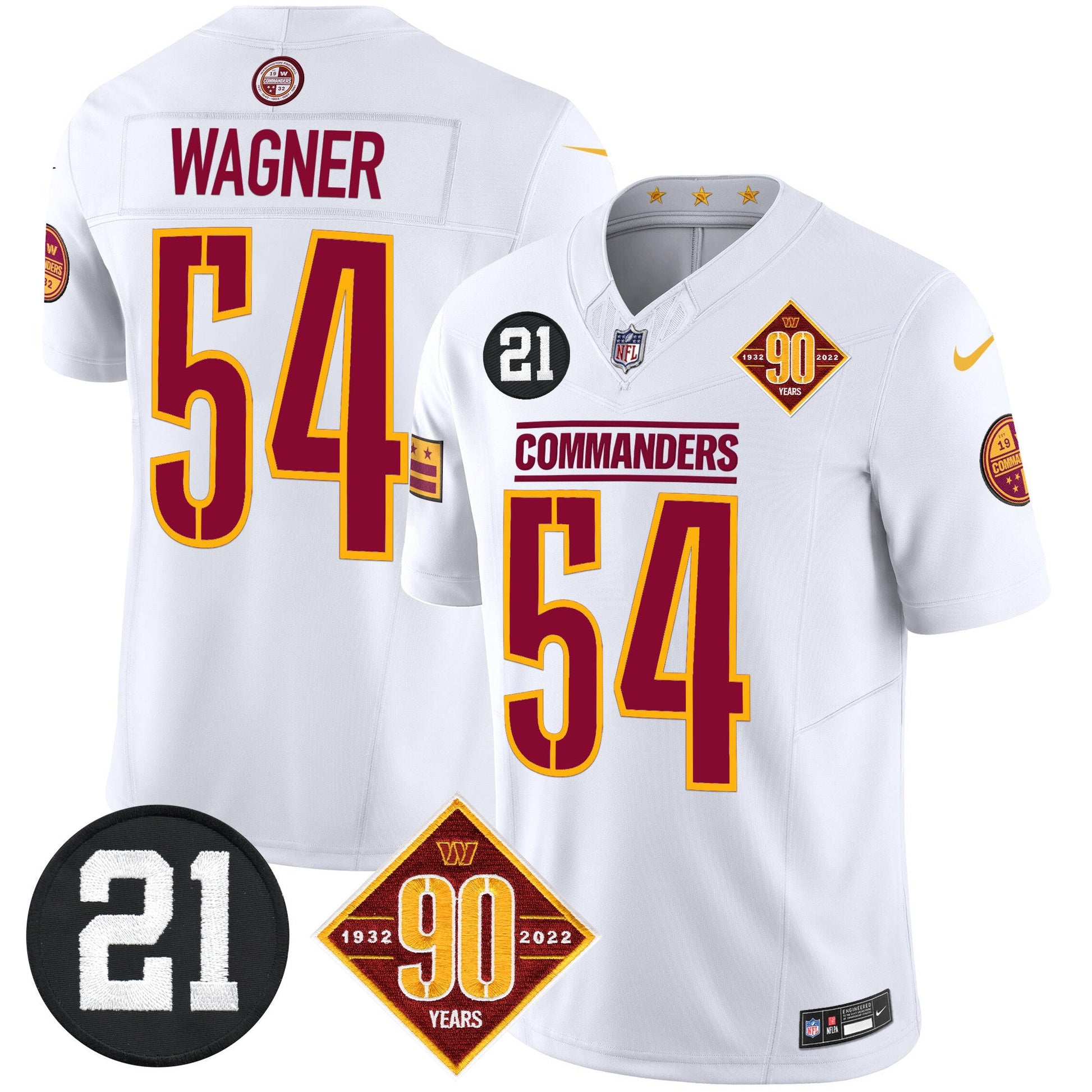 Men's Washington Commanders 90th & Sean Taylor Patch Vapor Limited Jersey - All Stitched