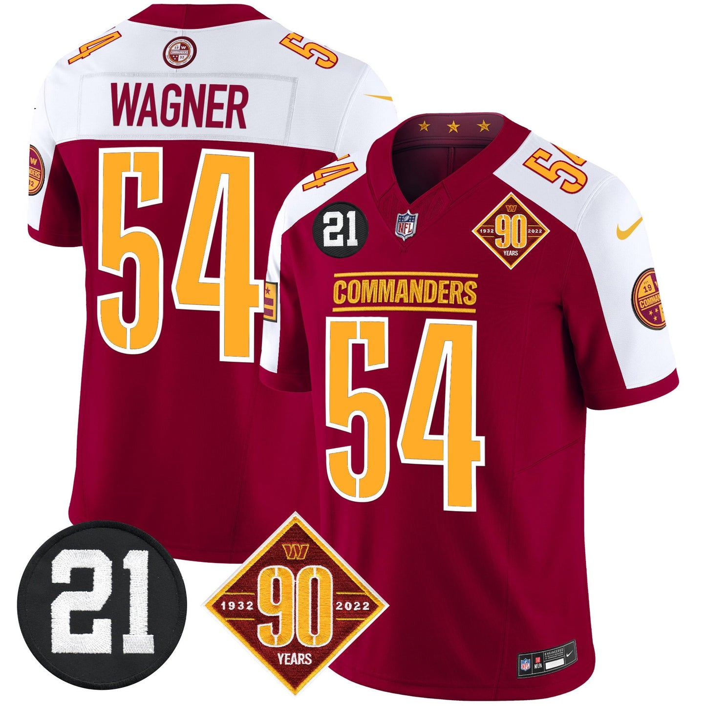 Men's Washington Commanders 90th & Sean Taylor Patch Vapor Limited Jersey - All Stitched