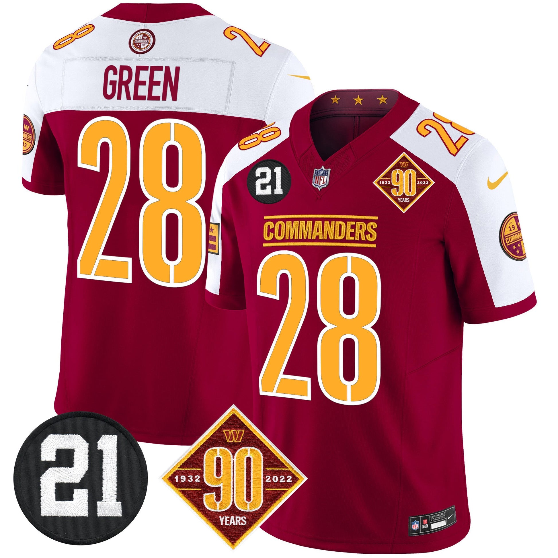Men's Washington Commanders 90th & Sean Taylor Patch Vapor Limited Jersey - All Stitched