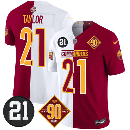 Men's Washington Commanders 90th & Sean Taylor Patch Vapor Limited Jersey - All Stitched