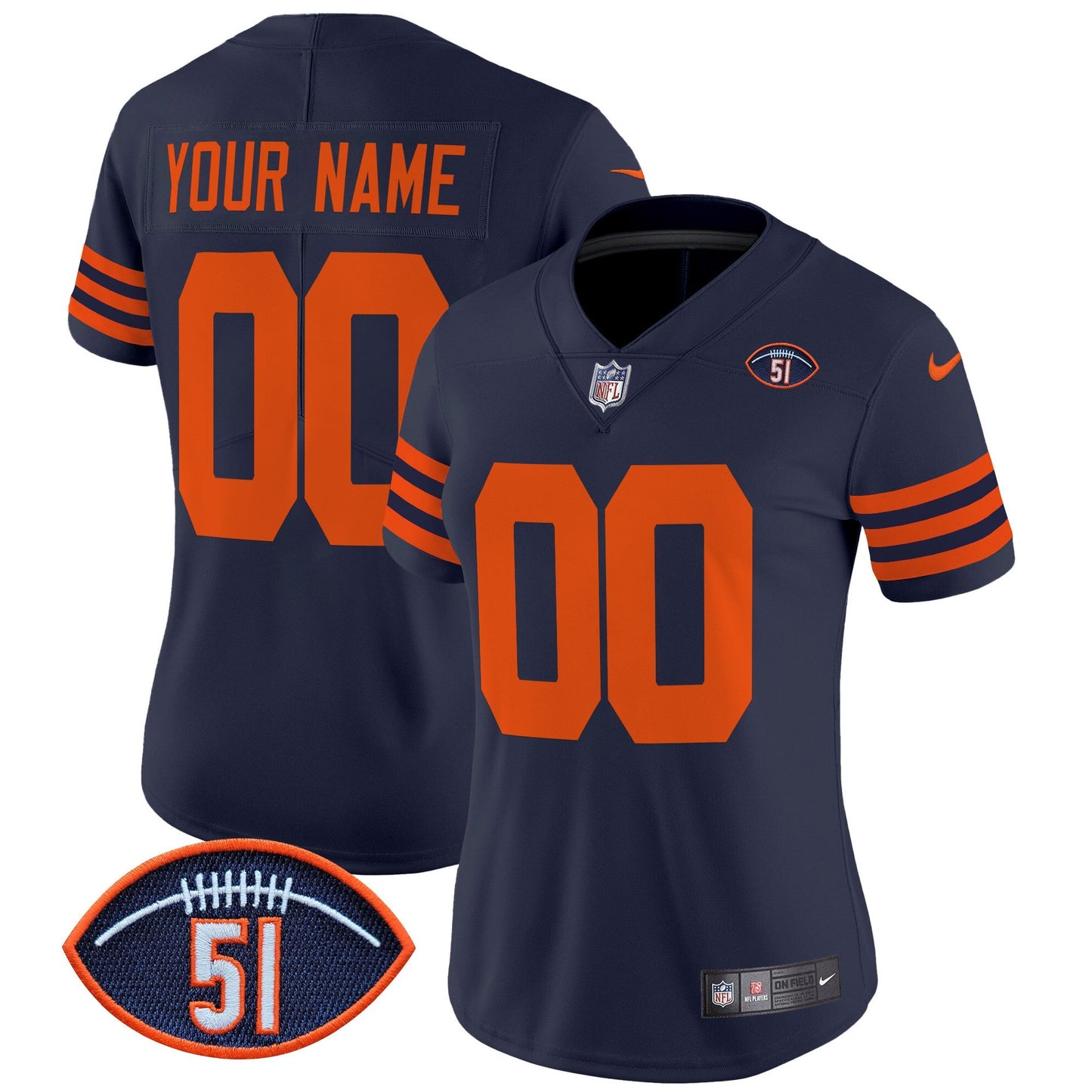 CHI Dick Butkus Patch Throwback Vapor Limited Custom Jersey - All Stitched