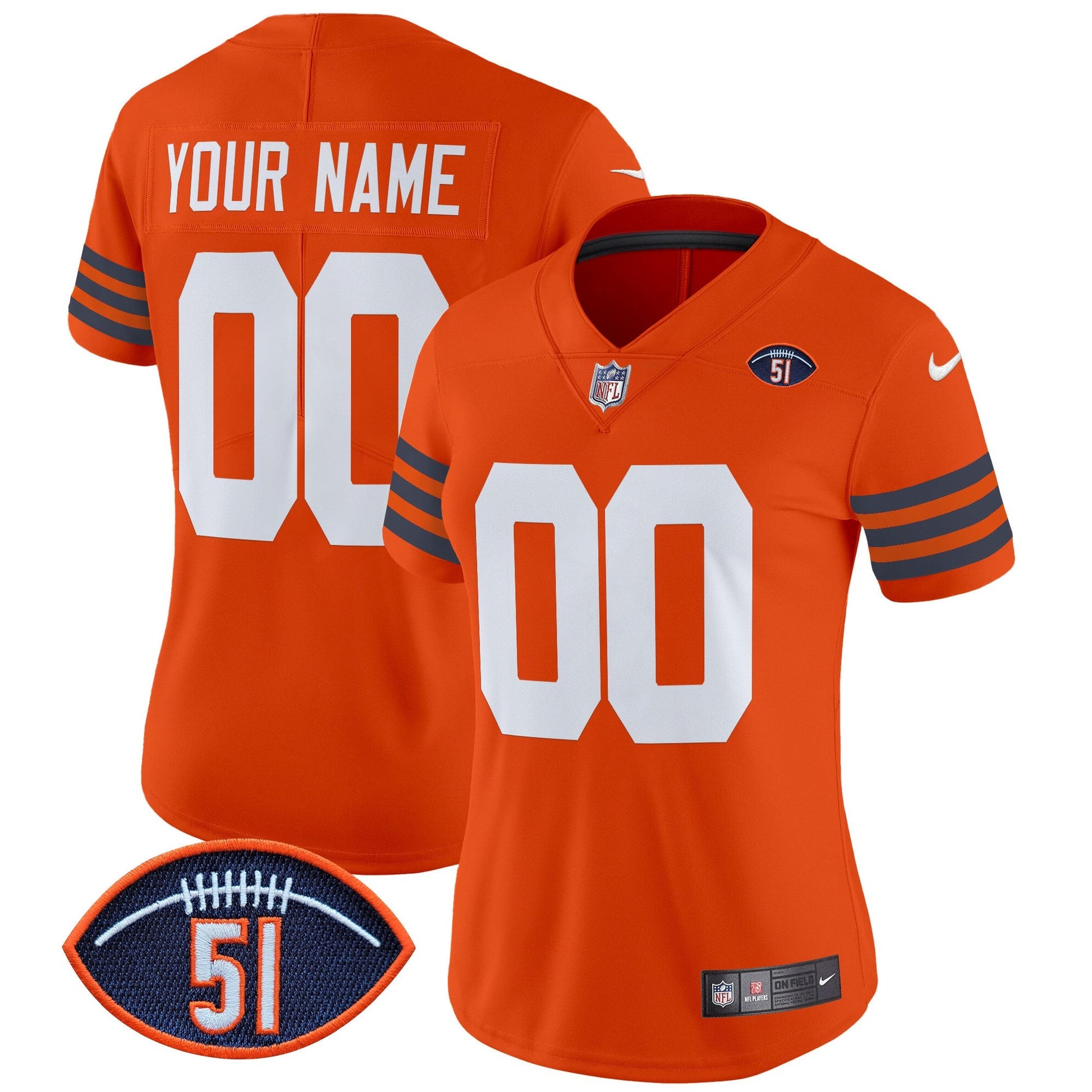 CHI Dick Butkus Patch Throwback Vapor Limited Custom Jersey - All Stitched