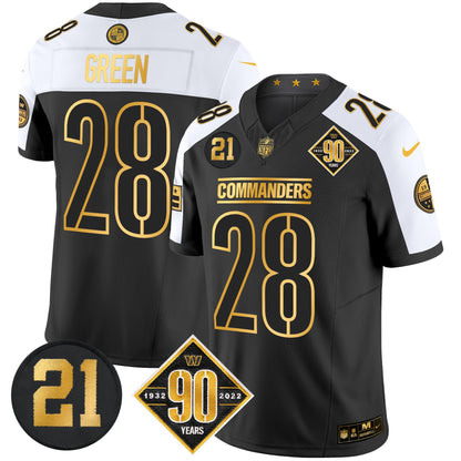Men's Washington Commanders 90th & Sean Taylor Patch Gold Vapor Limited Jersey - All Stitched