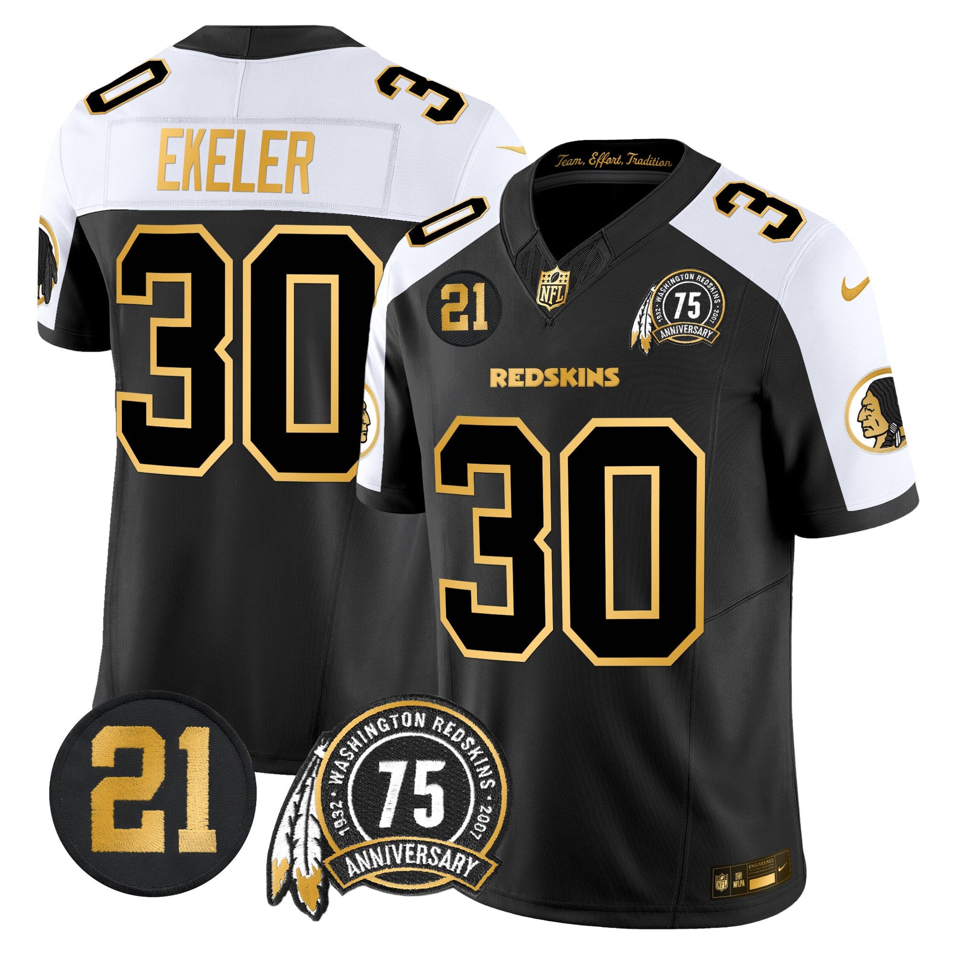 Men's Washington Redskins 75th & Sean Taylor Patch Gold Vapor Limited Jersey - All Stitched