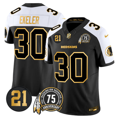 Men's Washington Redskins 75th & Sean Taylor Patch Gold Vapor Limited Jersey - All Stitched