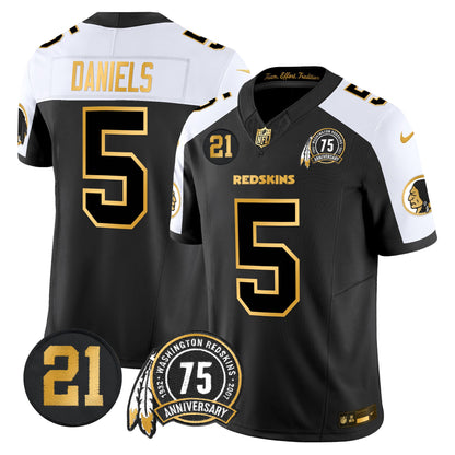 Men's Washington Redskins 75th & Sean Taylor Patch Gold Vapor Limited Jersey - All Stitched