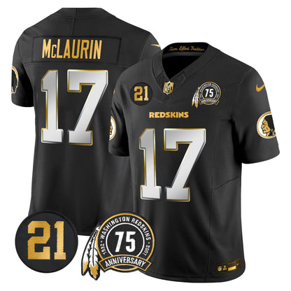 Men's Washington Redskins 75th & Sean Taylor Patch Gold Vapor Limited Jersey - All Stitched