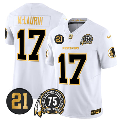 Men's Washington Redskins 75th & Sean Taylor Patch Gold Vapor Limited Jersey - All Stitched