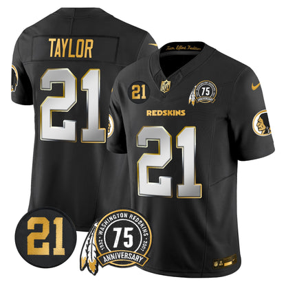 Men's Washington Redskins 75th & Sean Taylor Patch Gold Vapor Limited Jersey - All Stitched