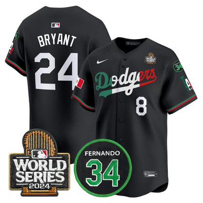 Dodgers Mexico Fernando Memorial & 2024 World Series Patch Vapor Premier Limited Jersey V3 - All Stitched