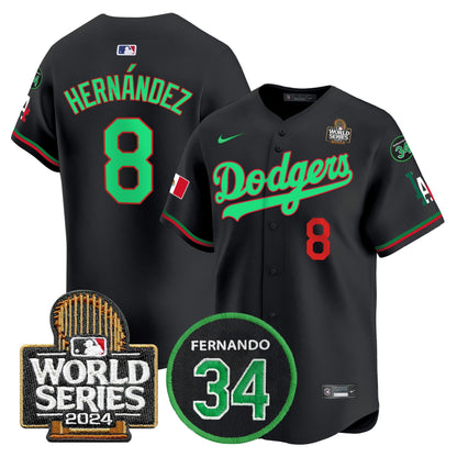 Dodgers Mexico Fernando Memorial & 2024 World Series Patch Vapor Premier Limited Jersey V3 - All Stitched
