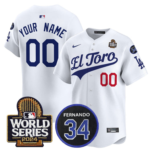 Dodgers El Toro 2024 World Series Patch Vapor Premier Limited Custom Jersey - All Stitched
